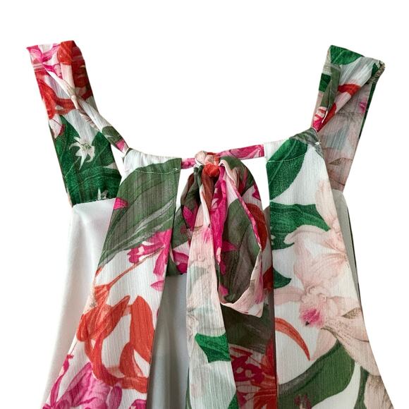 CeCe Floral Maxi Dress Size 10 Sleeveless Halter Tropical Fairy Resort Riviera - Picture 8 of 11